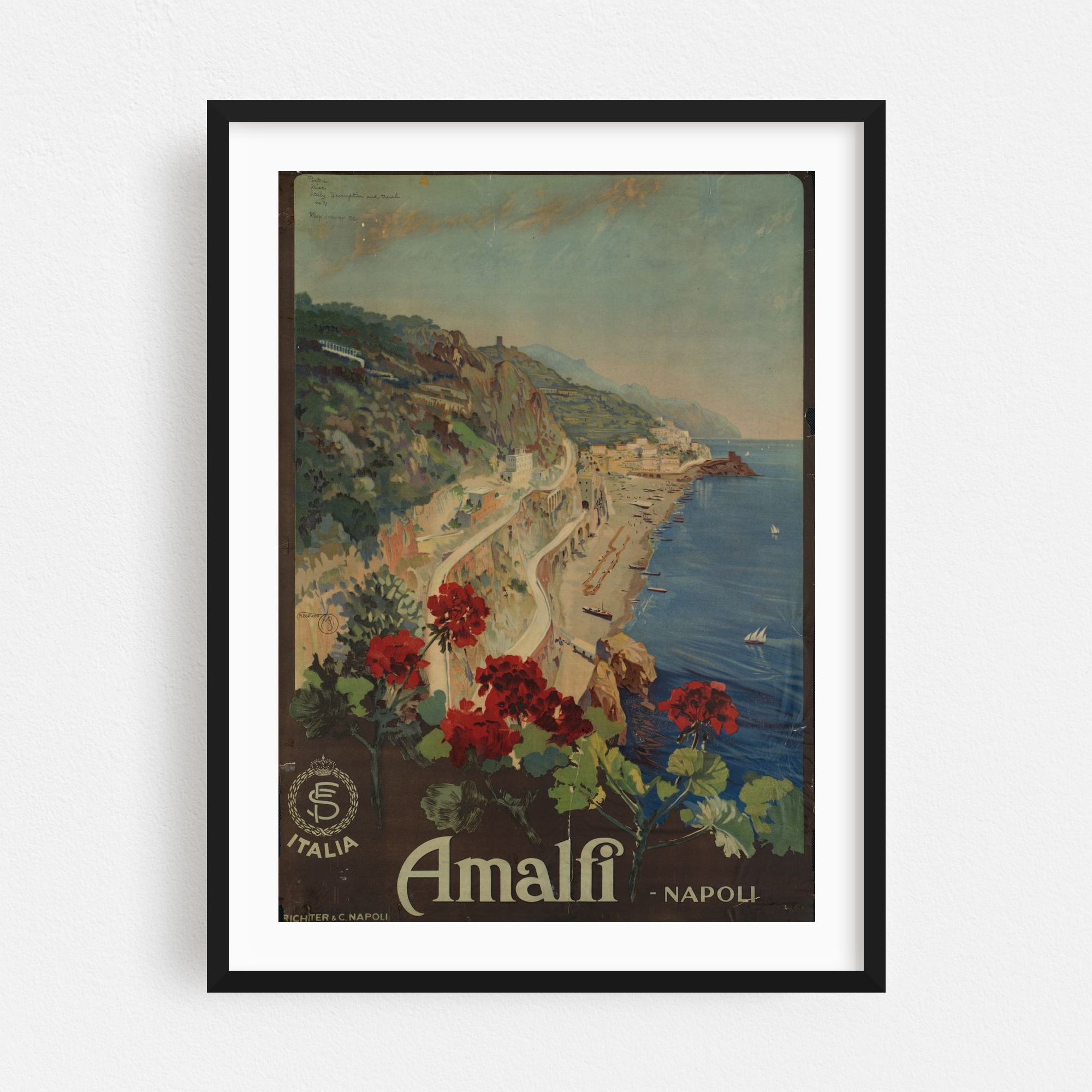 Affiche de voyage encadrée « Amalfi – Napoli » et autres tendances Napoli en vente B2B pour votre magasin sur Faire.