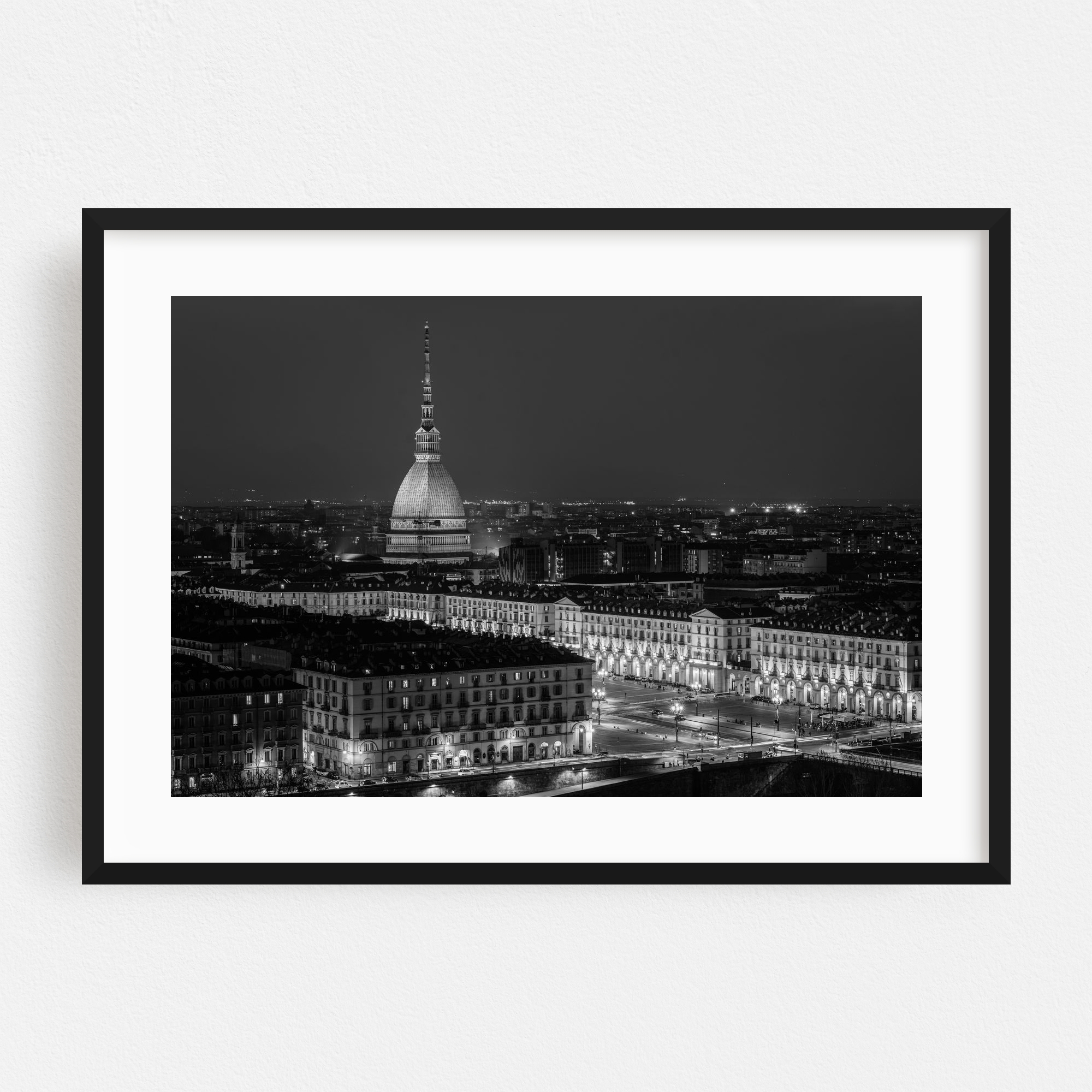 "Mole Antonelliana 01 B&W" Turin Framed Wall Art Print for wholesale by The Americana Project