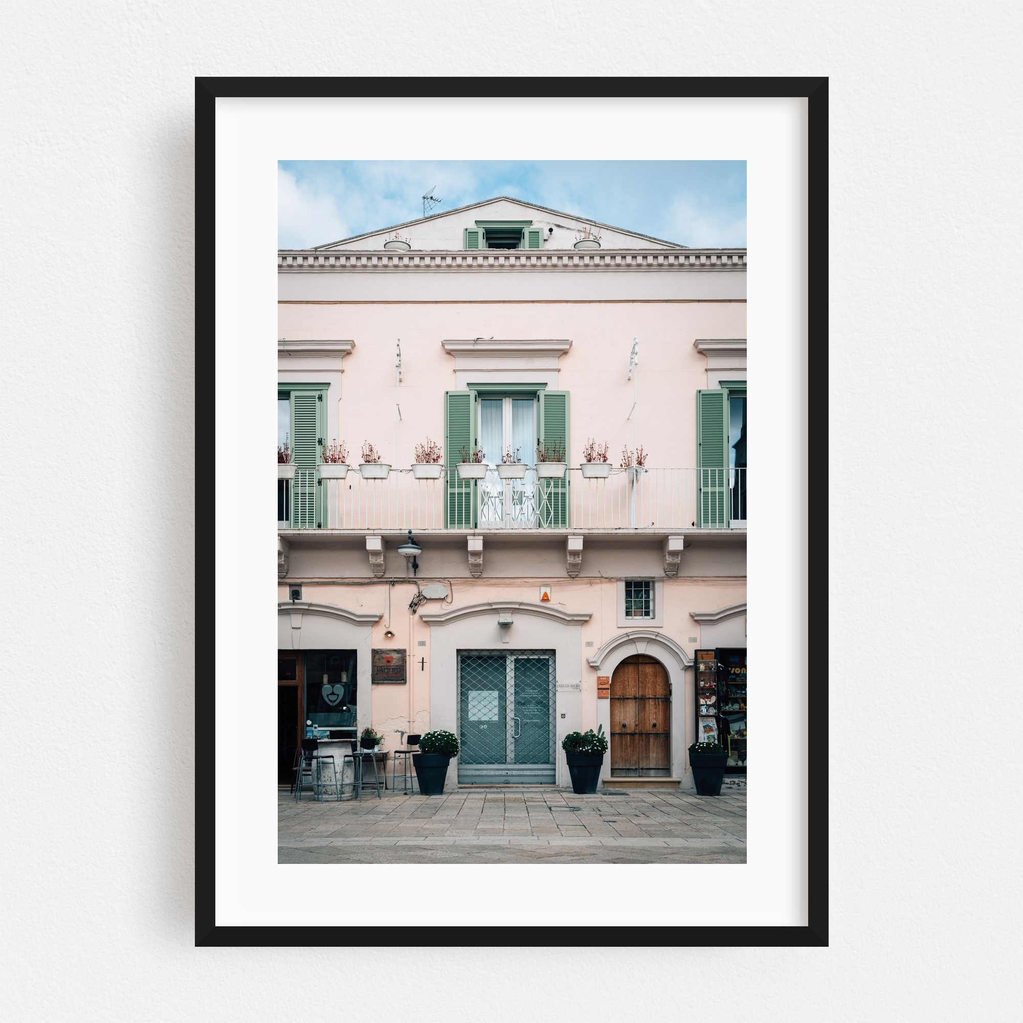 "Piazza del Sedile" Matera Framed Wall Art Print and other Wholesale piazza distribution for your store trending on Faire.