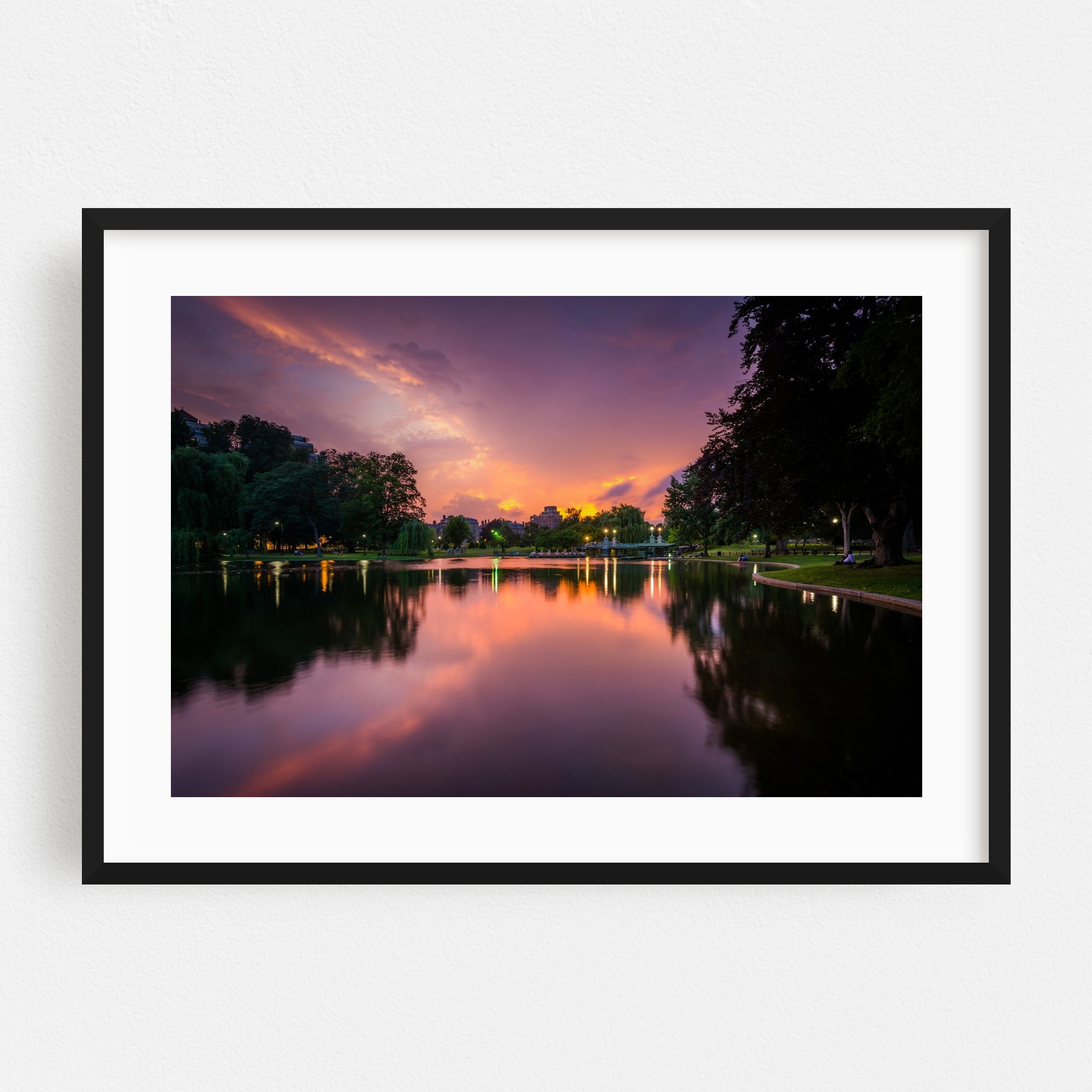 "Public Garden Lake 02" Boston Framed Wall Art Print for wholesale by The Americana Project