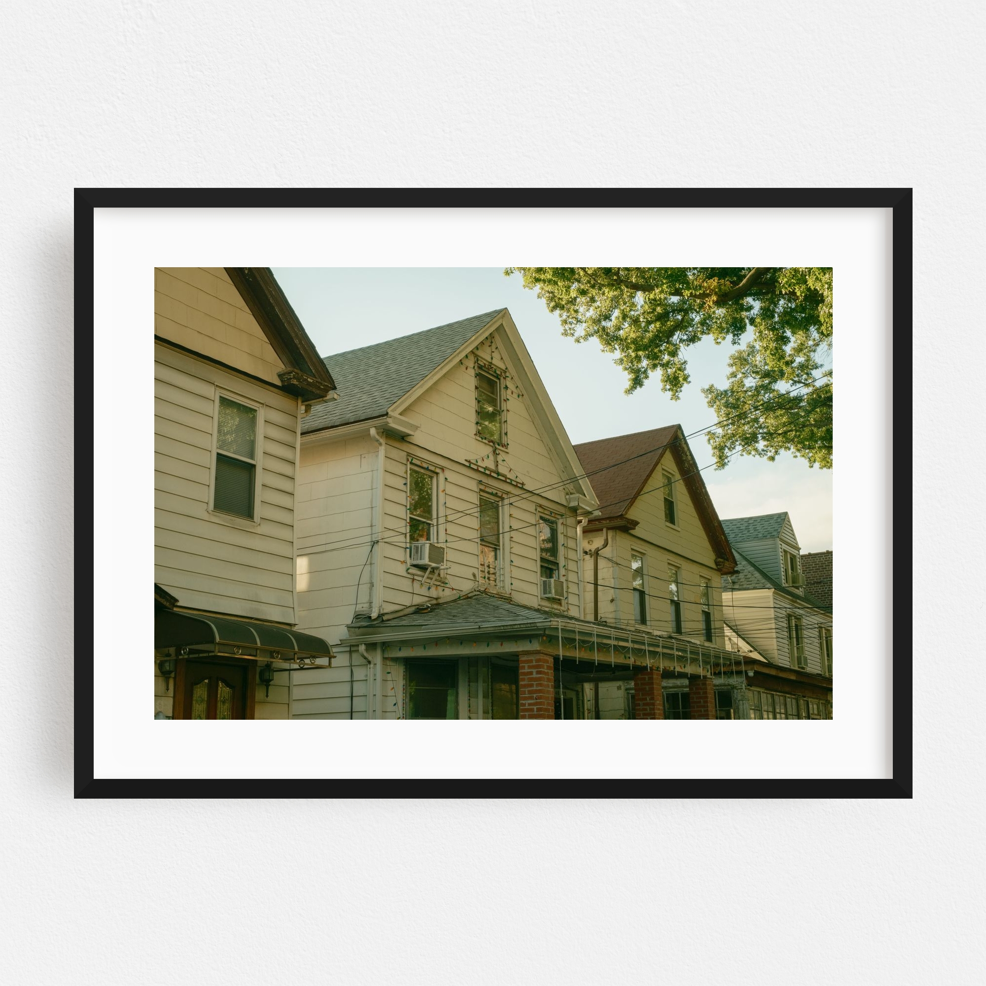 "Elmhurst Residential" Queens Houses Framed Wall Art Print and other Wholesale elmhurst for your store trending on Faire.