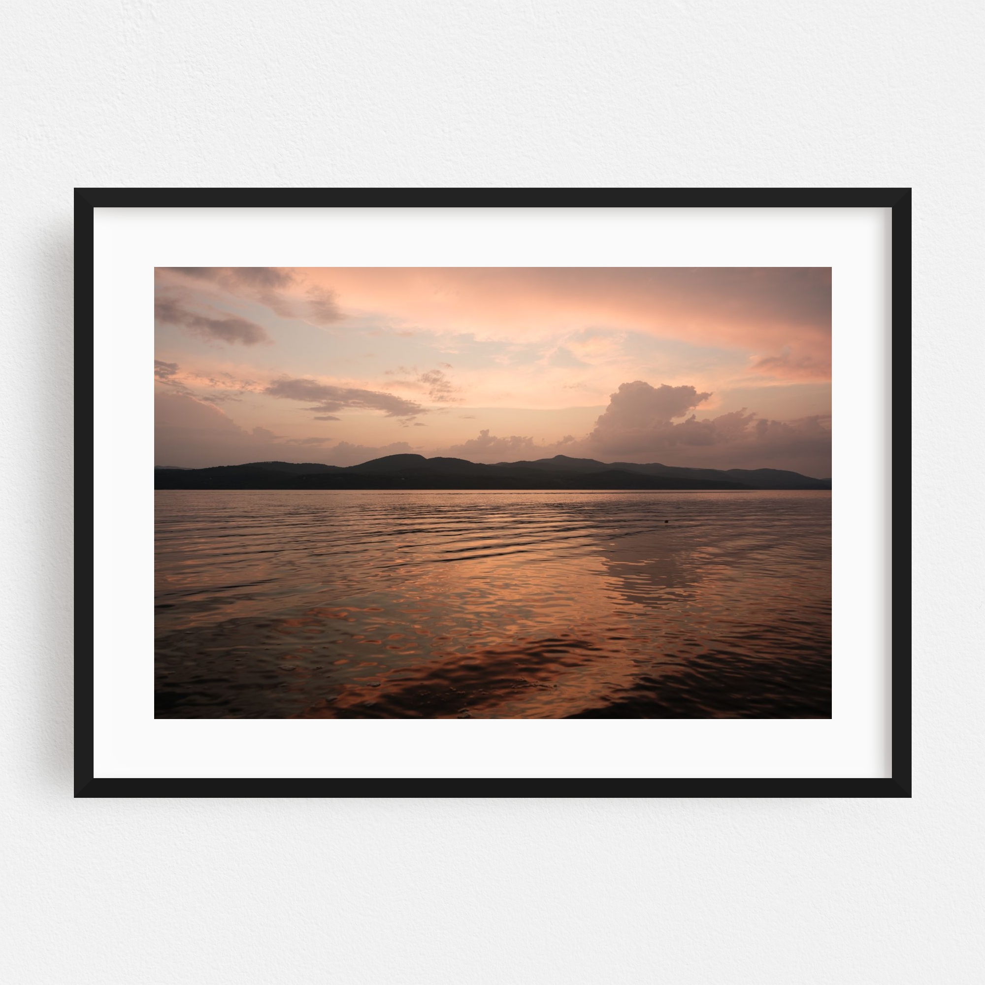 "Champlain Sunset 01" Addison Framed Wall Art Print for wholesale by The Americana Project