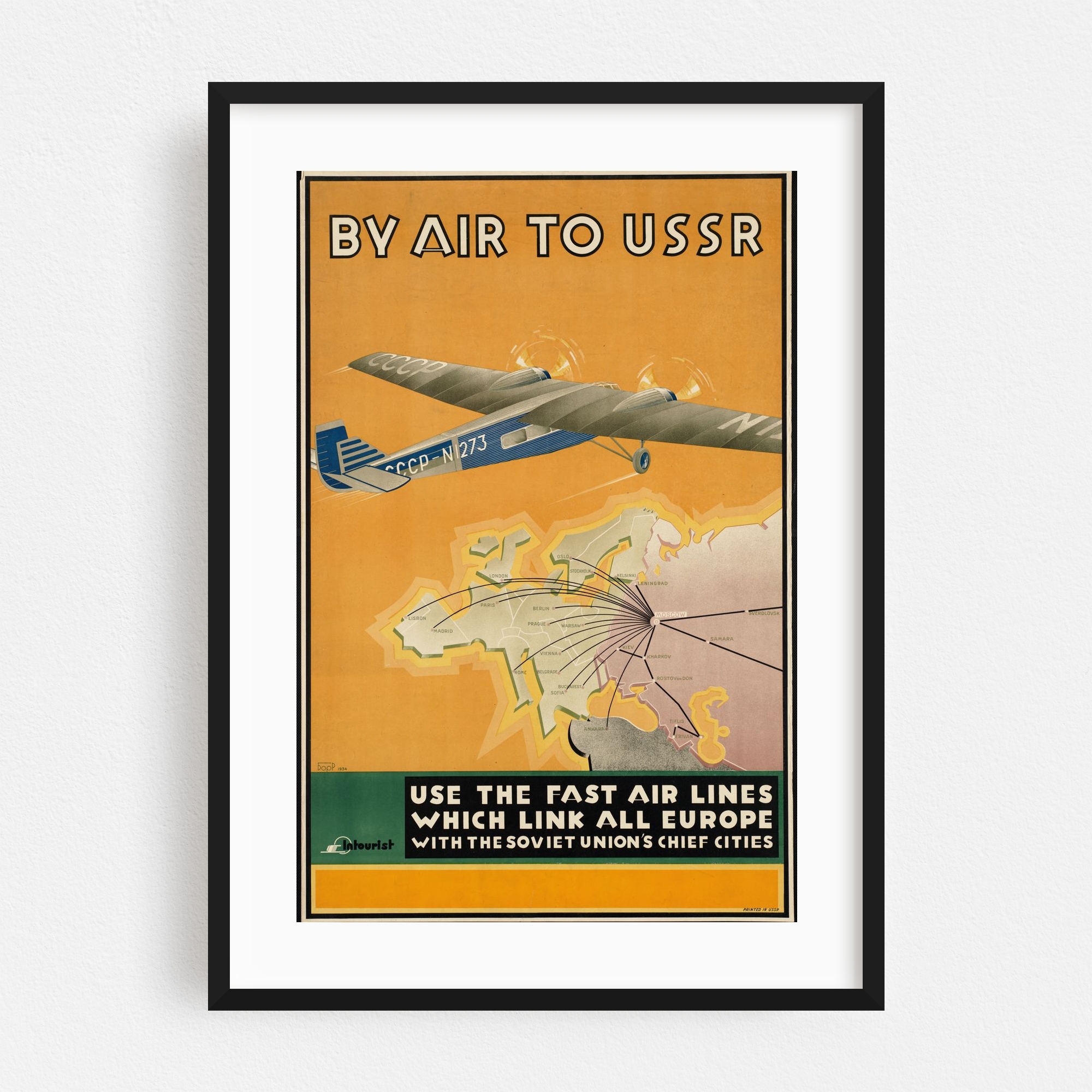 "By air to USSR (1934)" Travel Posters Framed Wall Art Print and other Wholesale open air museum for your store trending on Faire.
