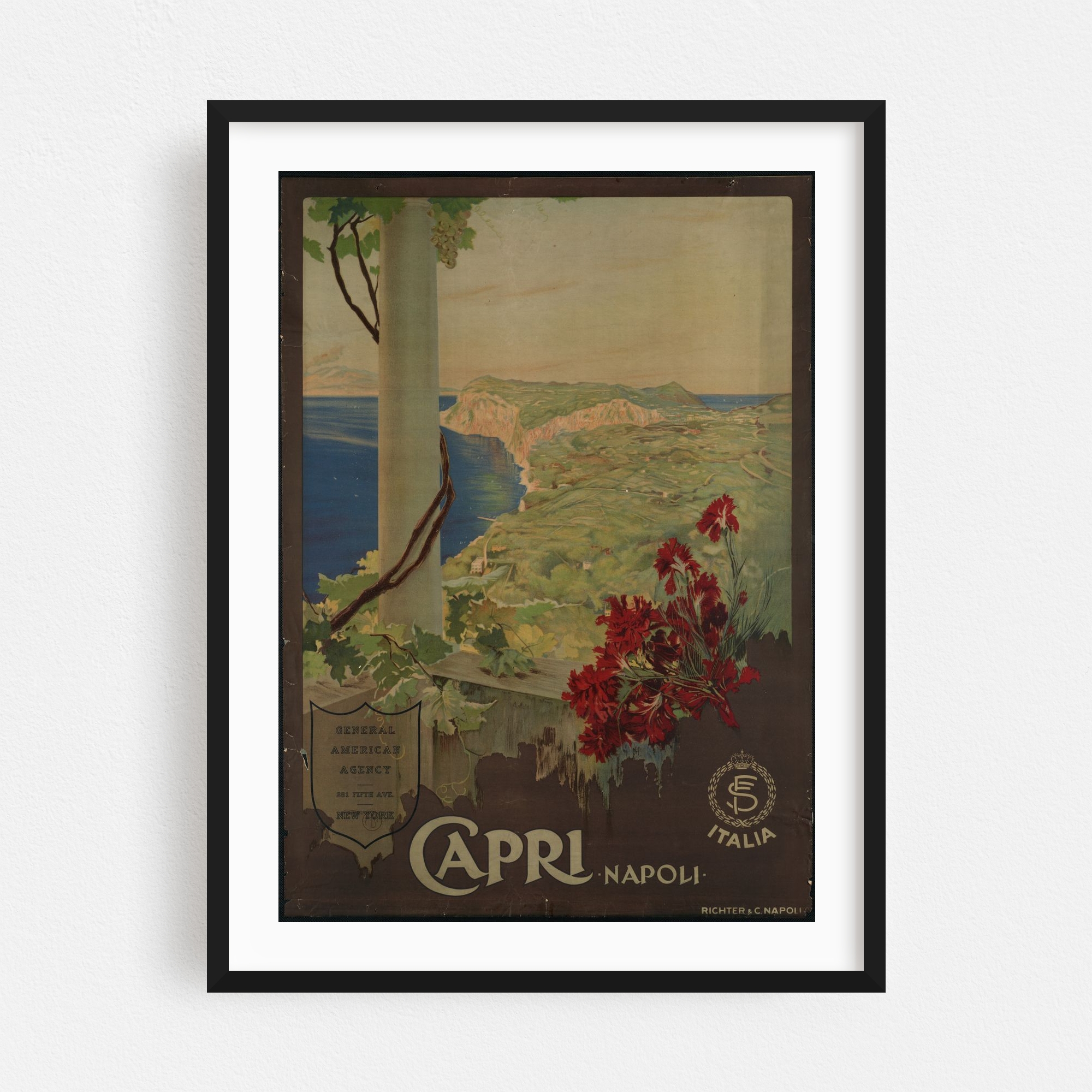 Affiche de voyage «Capri. Napoli» — tirage mural encadré et autres tendances Napoli en vente B2B pour votre magasin sur Faire.